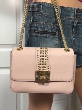 Michael Kors Blush Pink Studded Chain Shoulder Bag